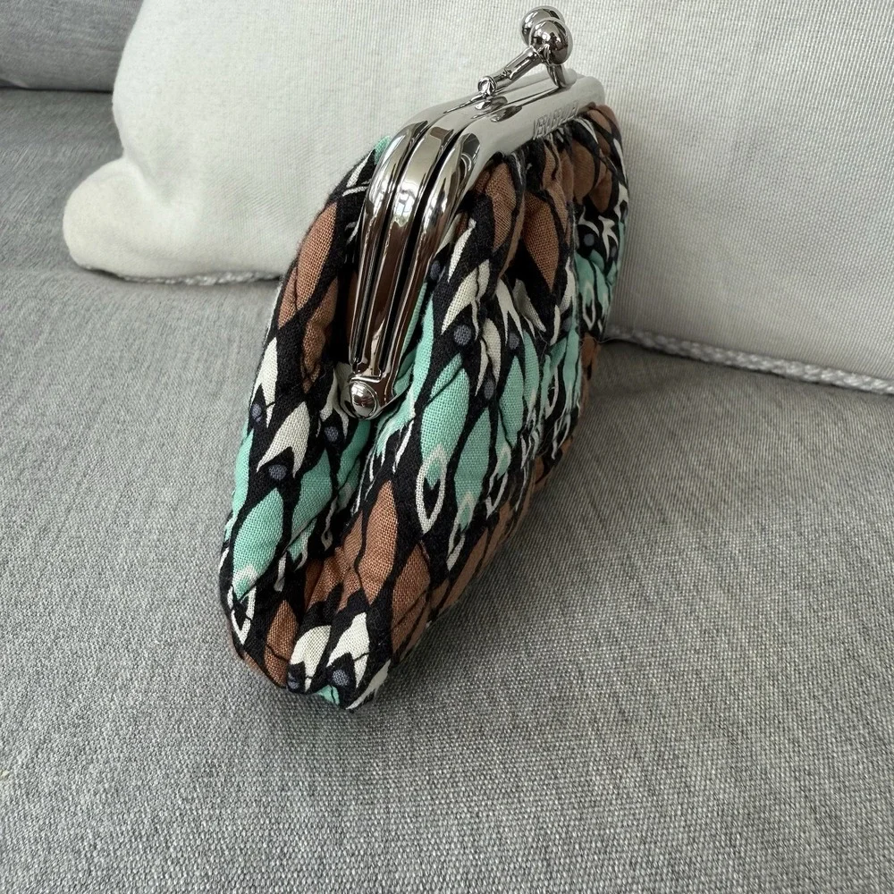 Vera Bradley Retired Sierra Stream Double Kisslock Coin Change Purse Blue Brown - Picture 7 of 7